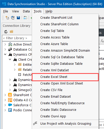 Create Excel Spreadsheet