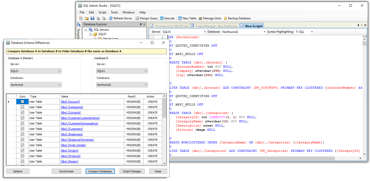 SQL Admin Schema Compare